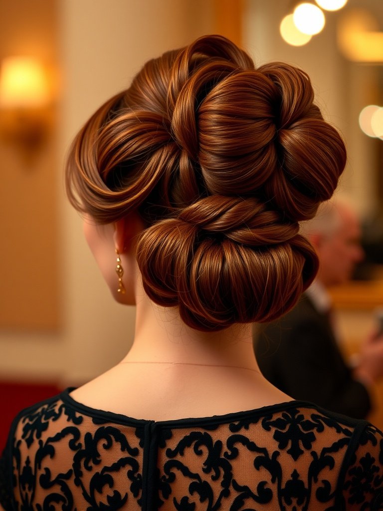 Elegant vintage updo hairstyle for long face